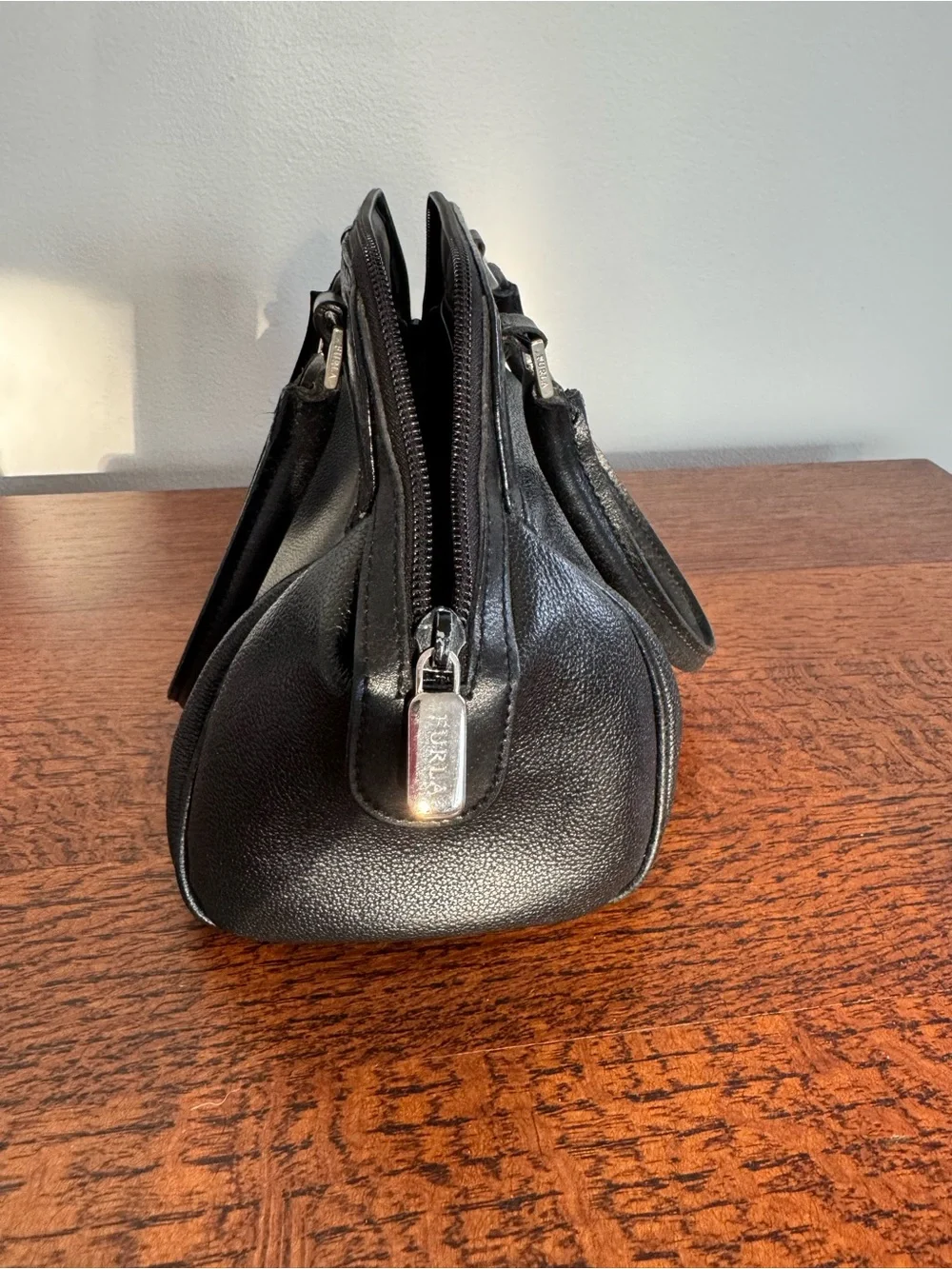 Furla Black Pebbled Leather Double-Handle Satchel